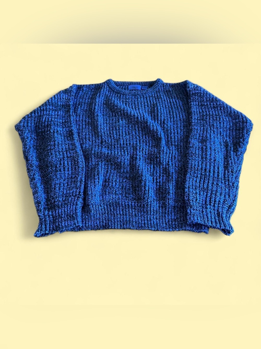 Vintage Street Scenes Knit Sweater Blue Black Women’s S Oversized